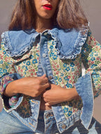 Denim Jacket with Tapestry Style Detailing