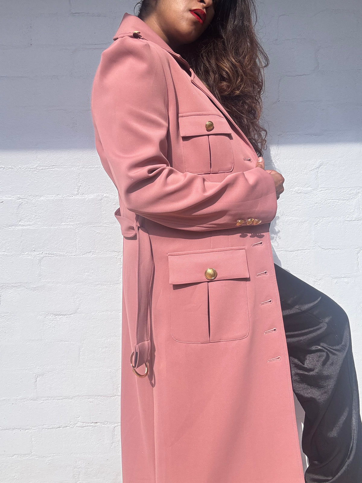 Long Spring Coat - Dusty Pink