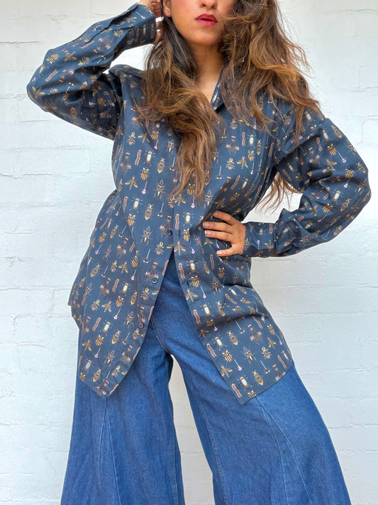 Rare Fendi Cotton Shirt - Bug Print