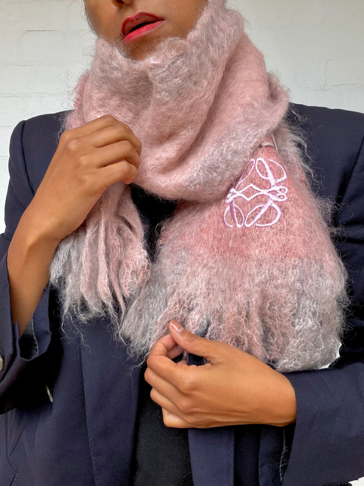 LOEWE Anagram Mohair Scarf - Pink