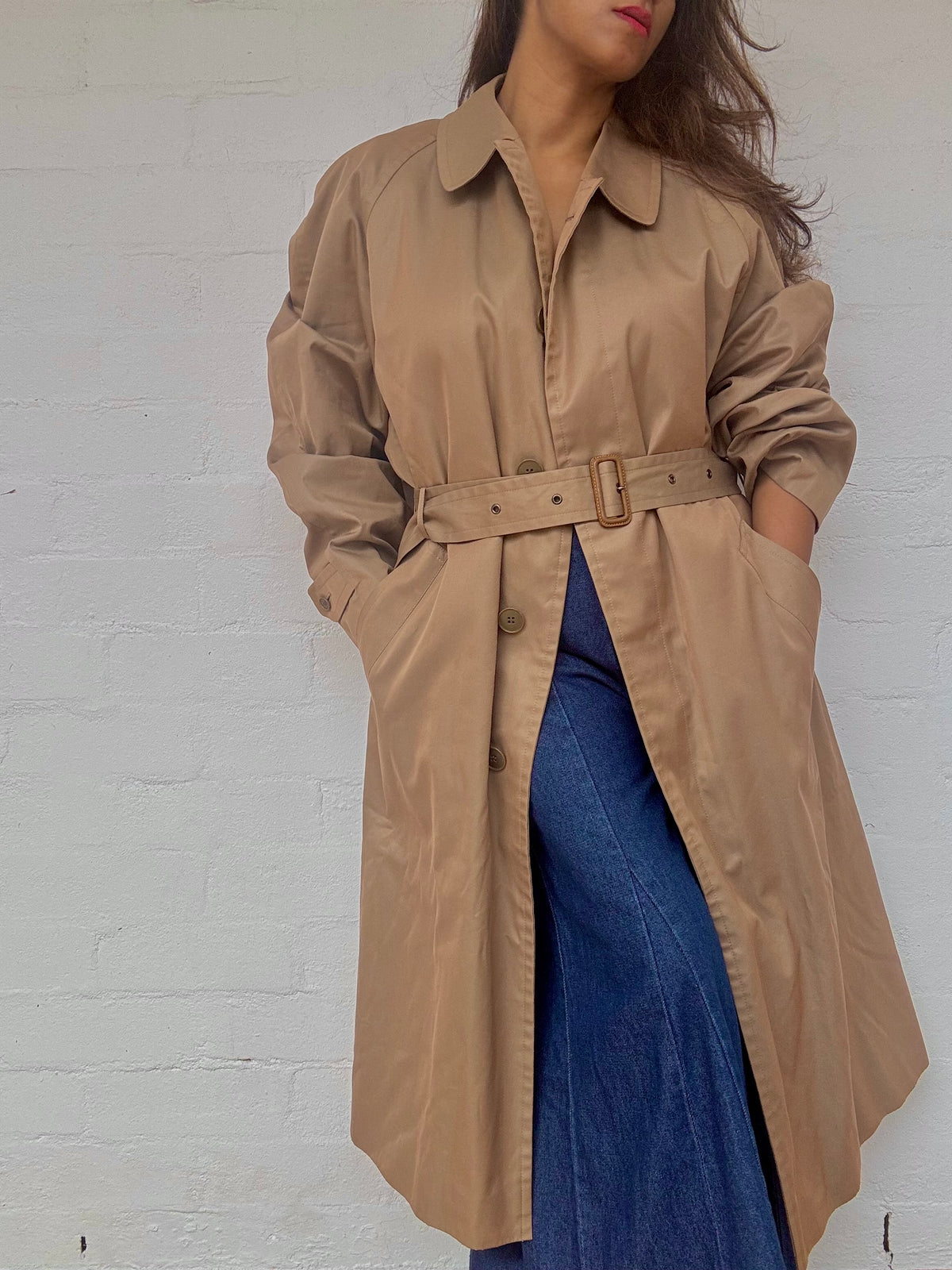 YSL Beige Trench Coat with Removable Lining