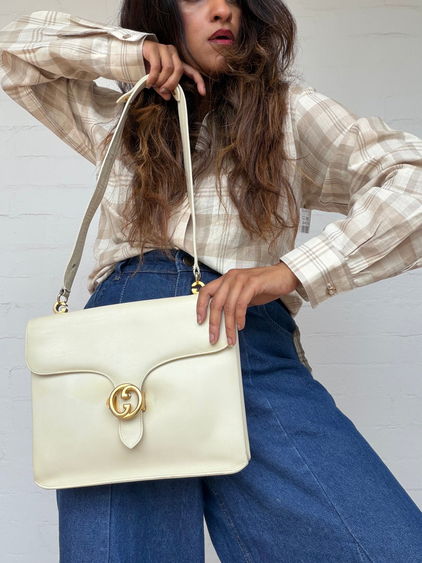 Vintage Gucci Interlocking G Dollar Crossbody Bag - Ivory