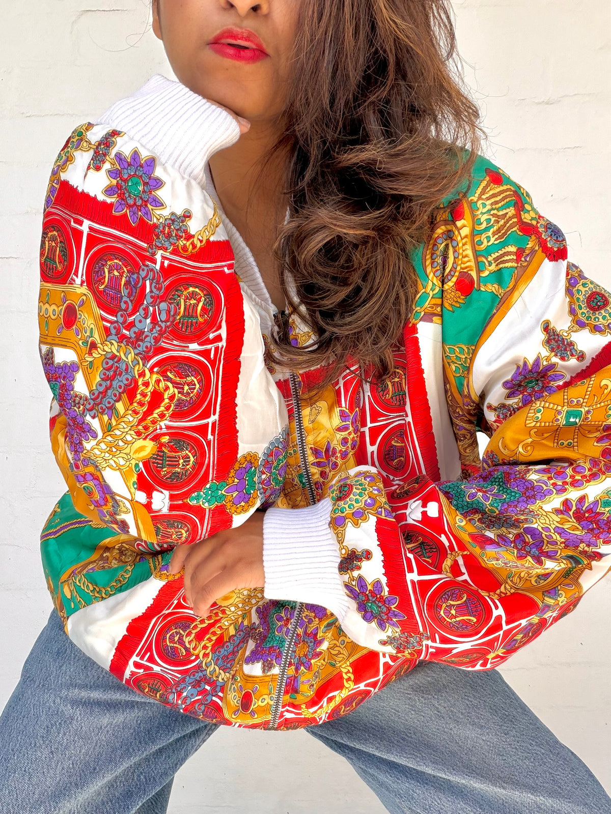 Vintage Printed Bomber Jacket