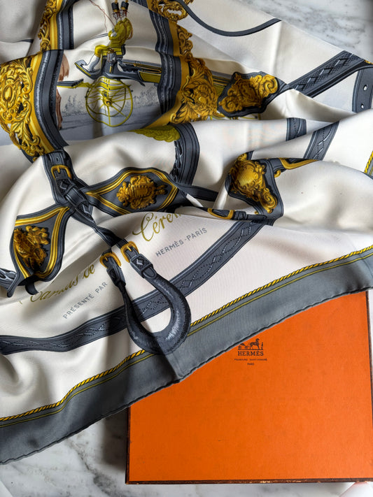 Rare HERMÈS Scarf Vintage 'Harnais de Ceremonie' Hugo Grygkar