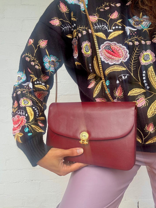 Extremely Rare Color Vintage Dior Shoulder Bag in Bordeaux