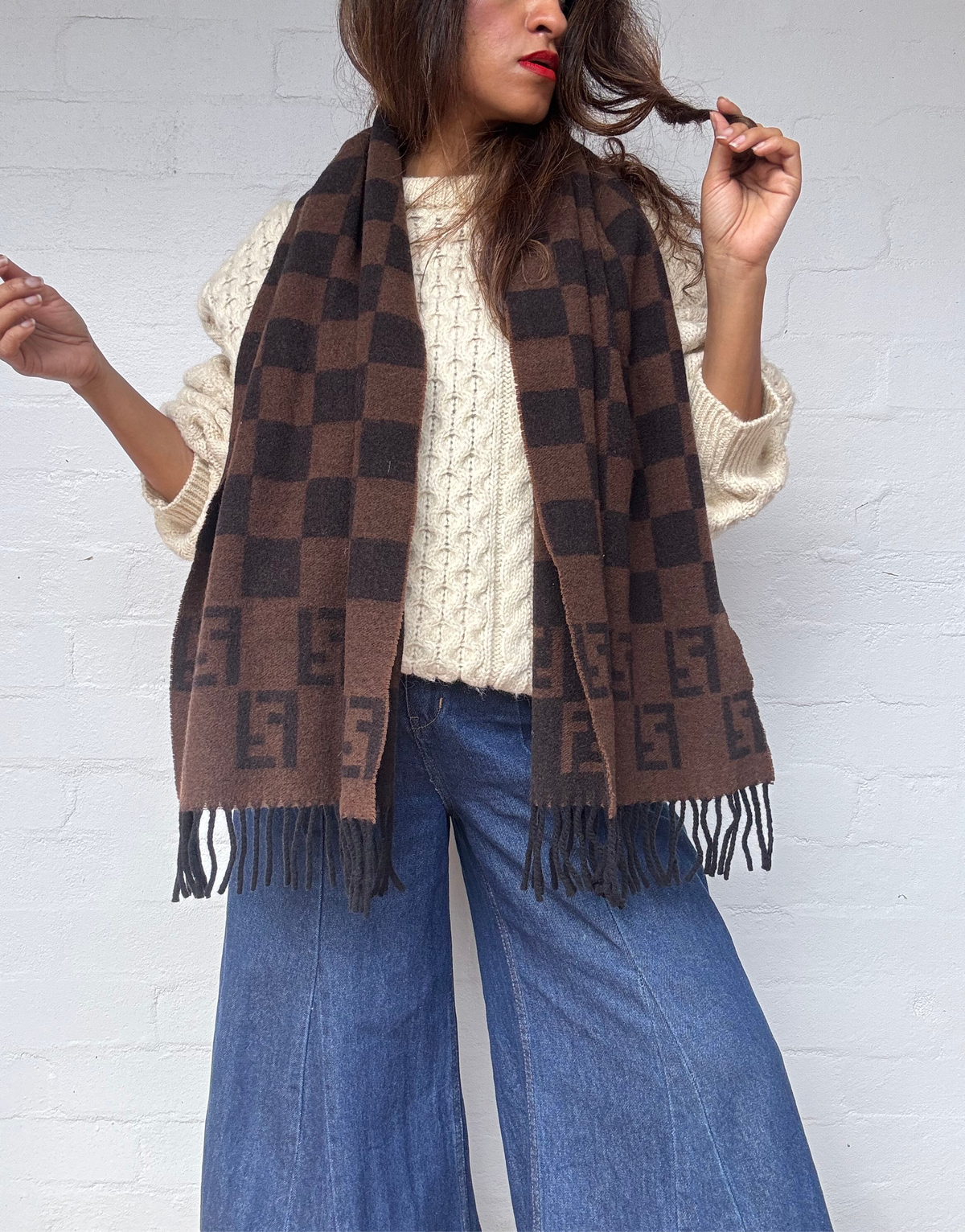 Vintage Fendi Wool Scarf - Dark Brown
