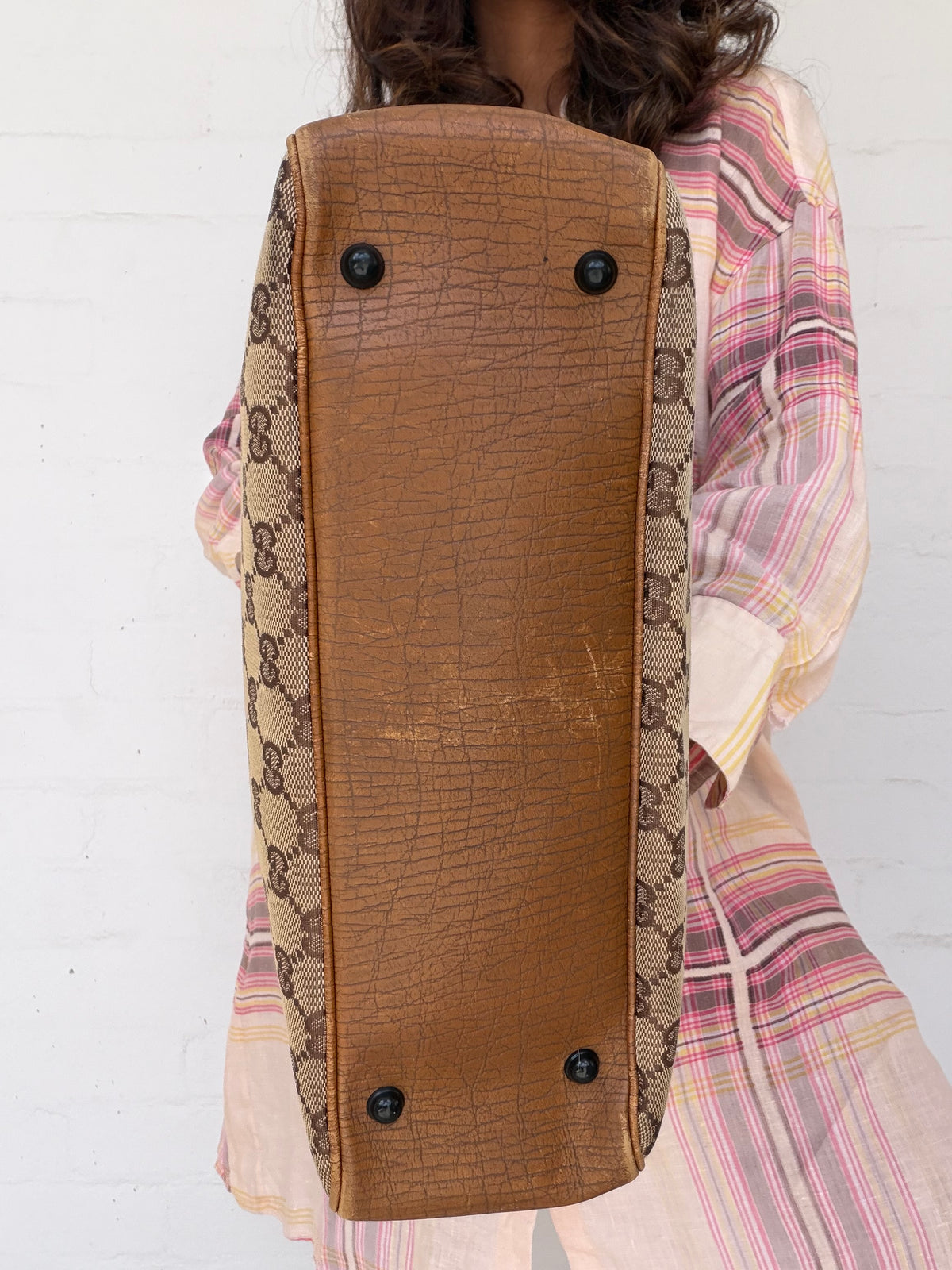 Vintage Gucci GG Canvas Bamboo Tote - Large