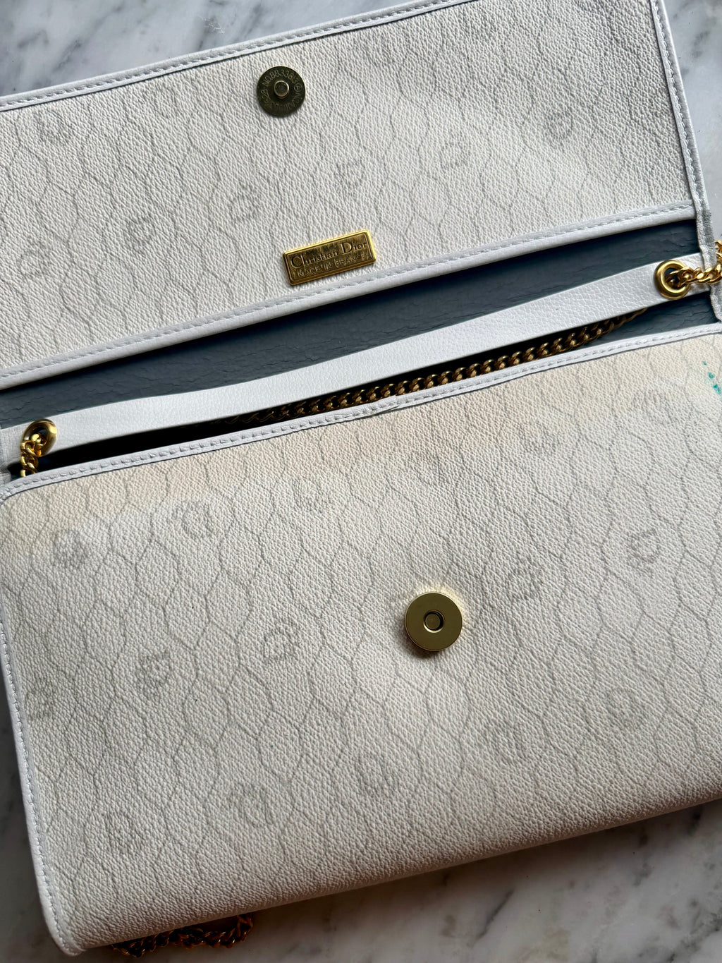 Authentic Vintage Dior Honeycomb Monogram Bag - White