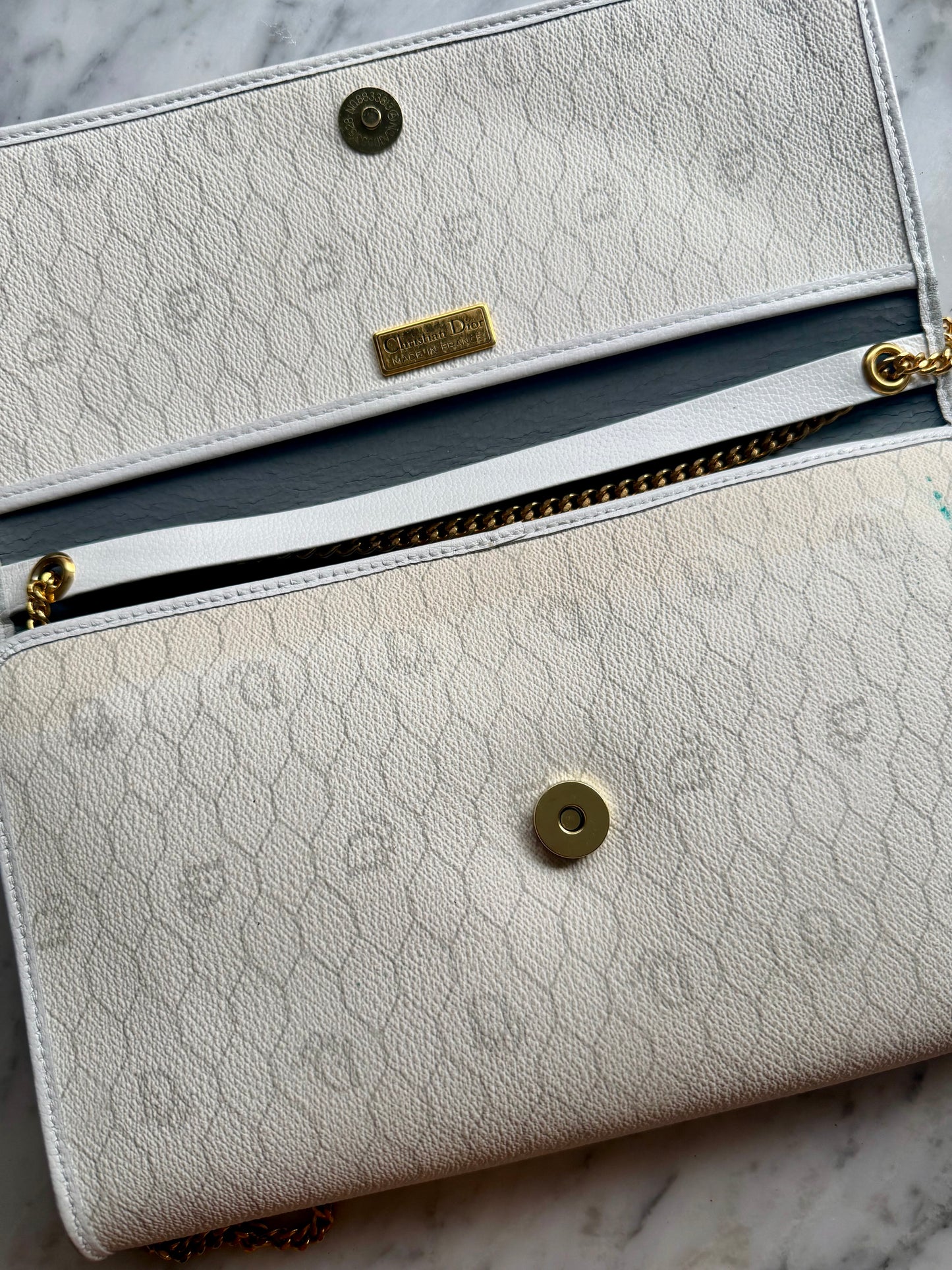 Authentic Vintage Dior Honeycomb Monogram Bag - White