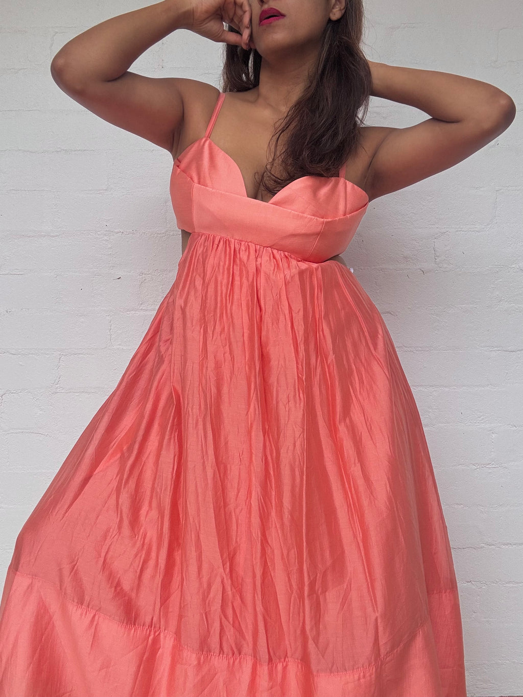 BNWT Sheike Grace Maxi Dress In Peach / Coral