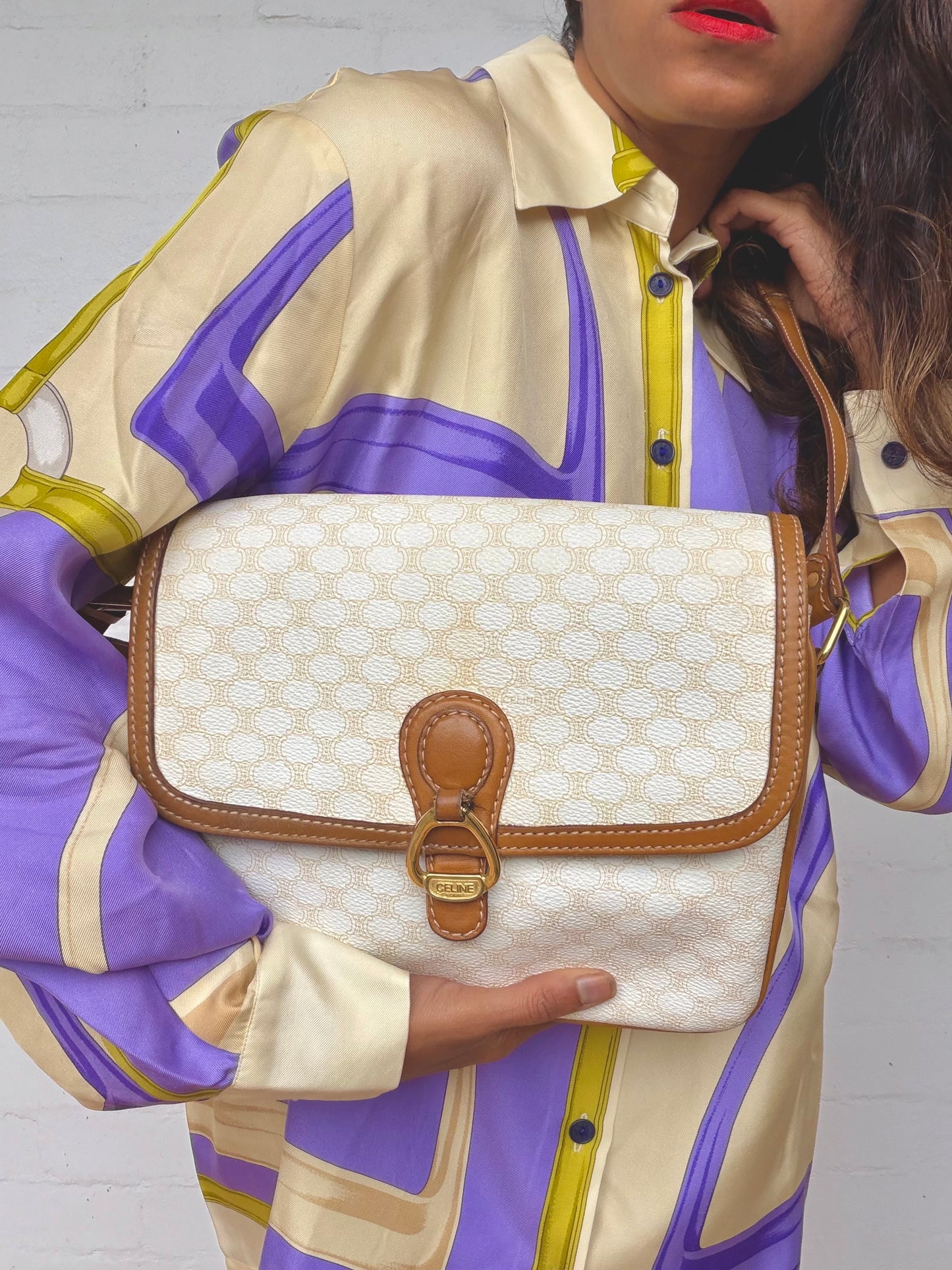 Vintage Celine Macadam Crossbody Bag