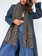 Vintage Fendi Wool Scarf - Black & Brown