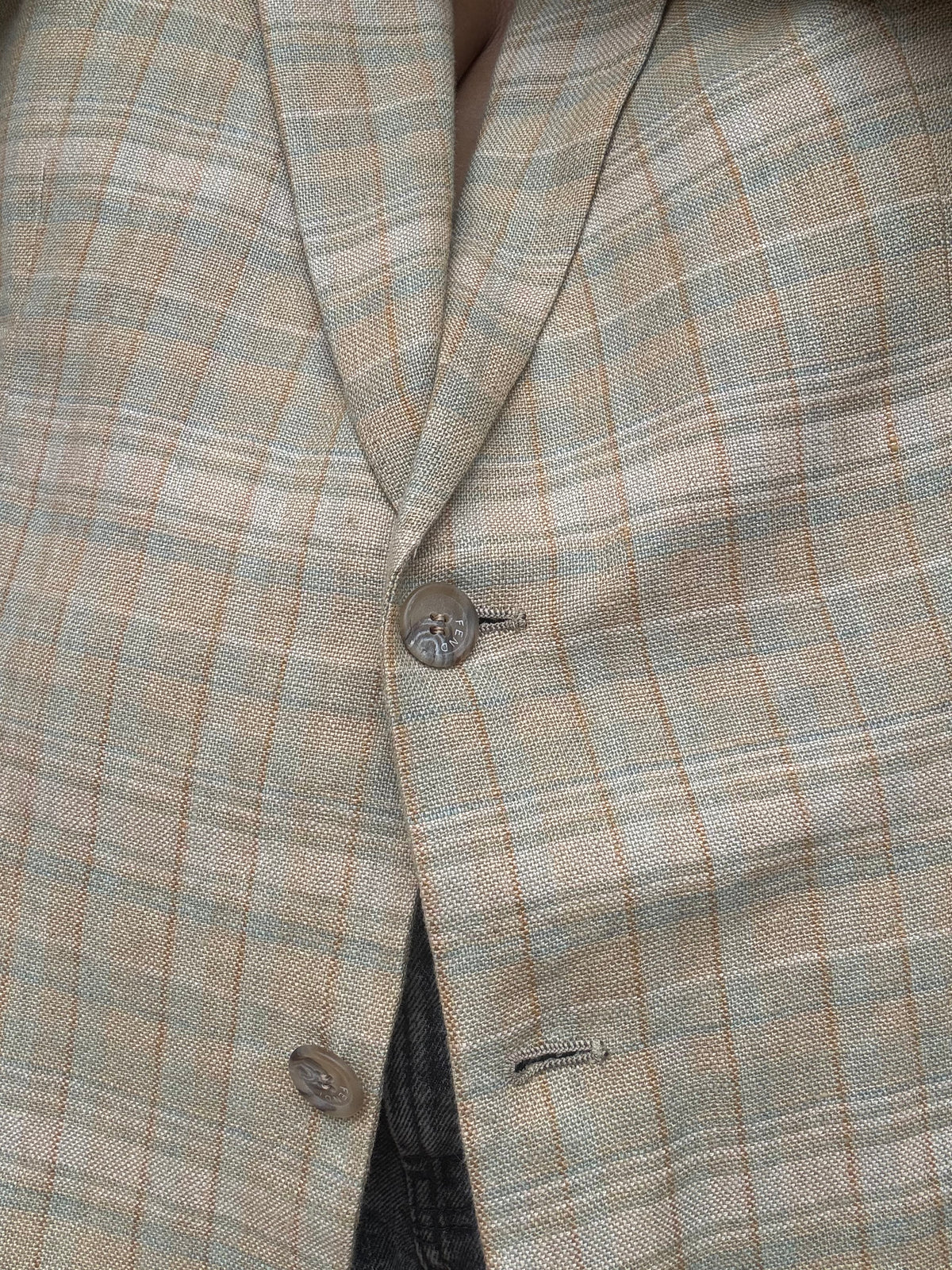 Vintage FENDI Check Tailored Blazer - 100% Linen