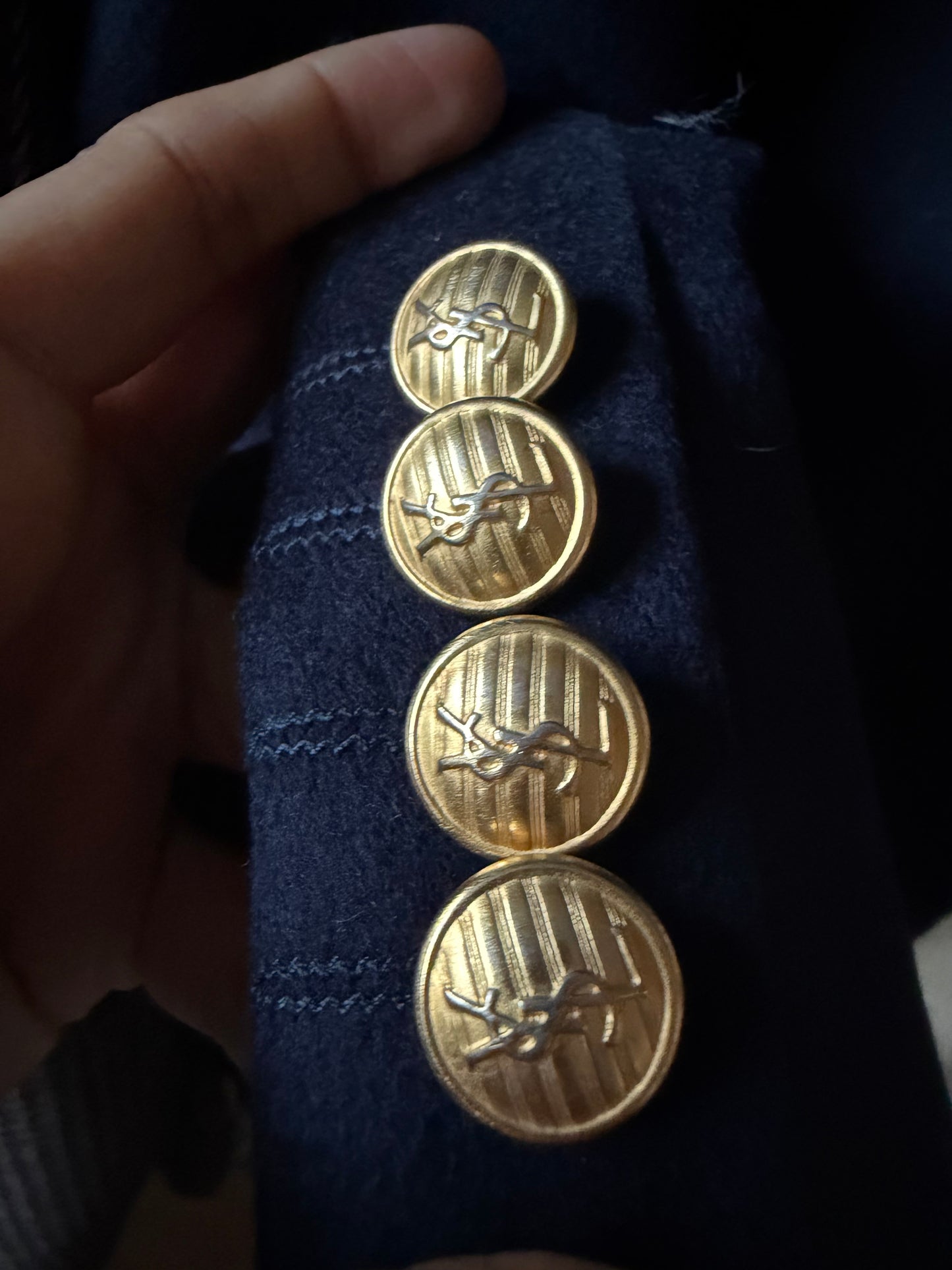 90s Yves Saint Laurent Navy Double-Breasted Jacket