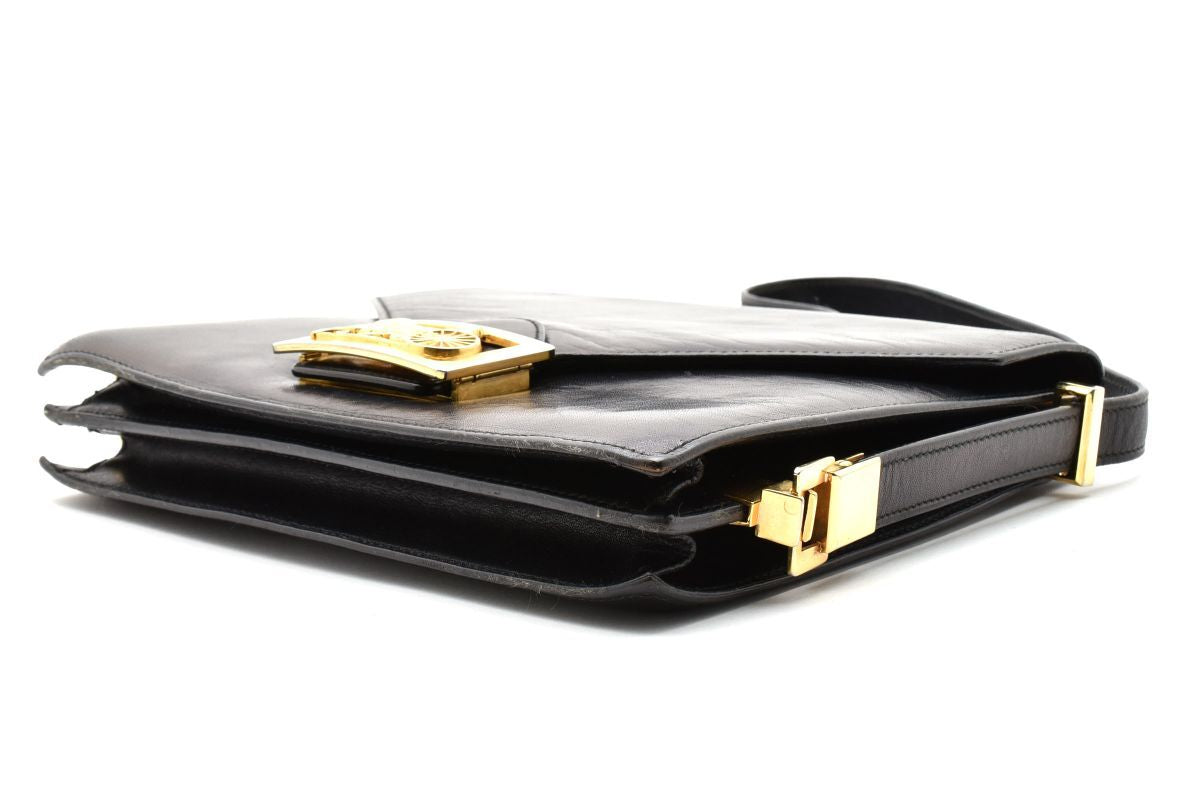 Vintage CELINE Horse Carriage Shoulder Bag - Black