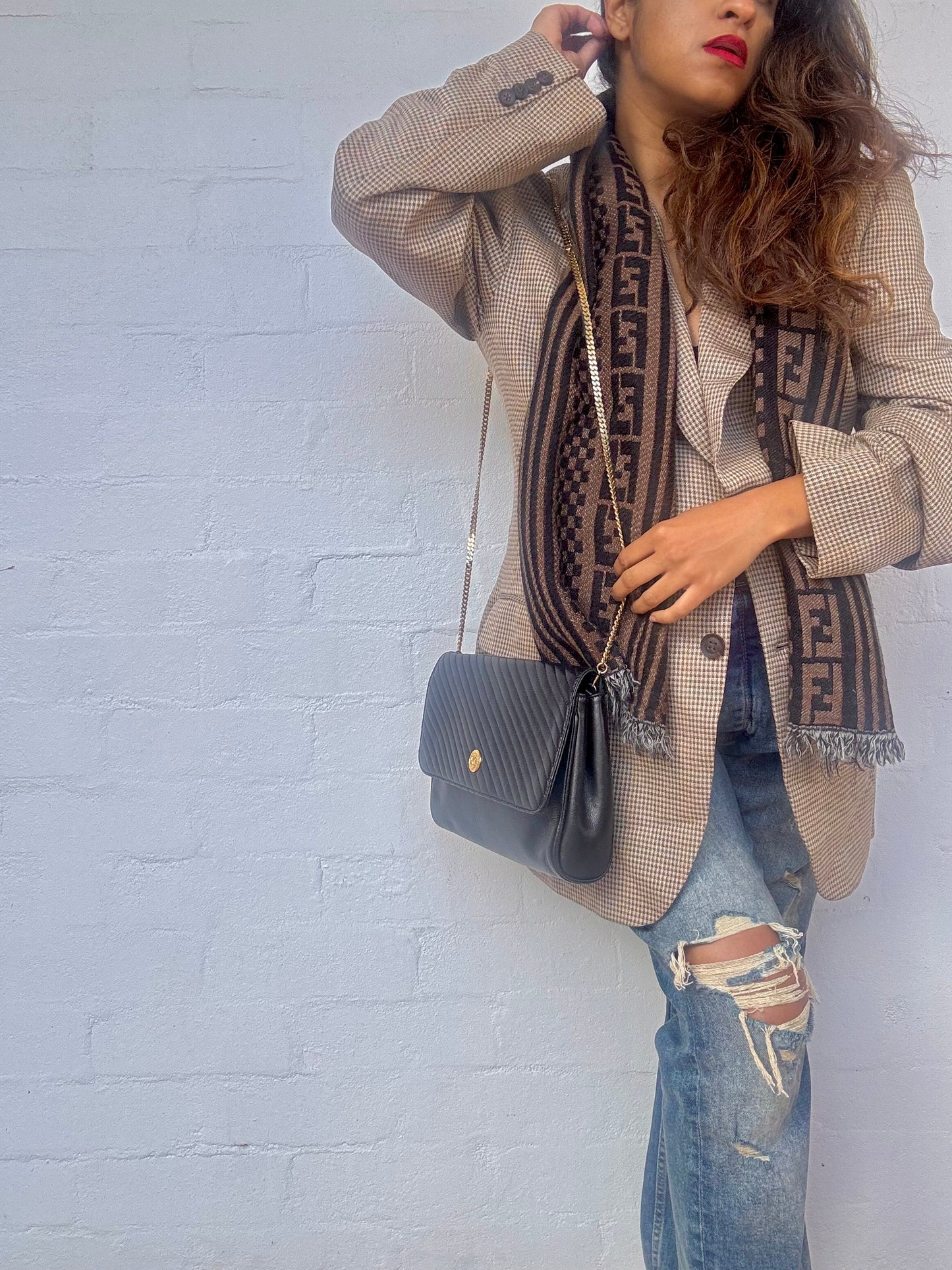 Vintage Celine Triomphe Chain Shoulder & Clutch Bag