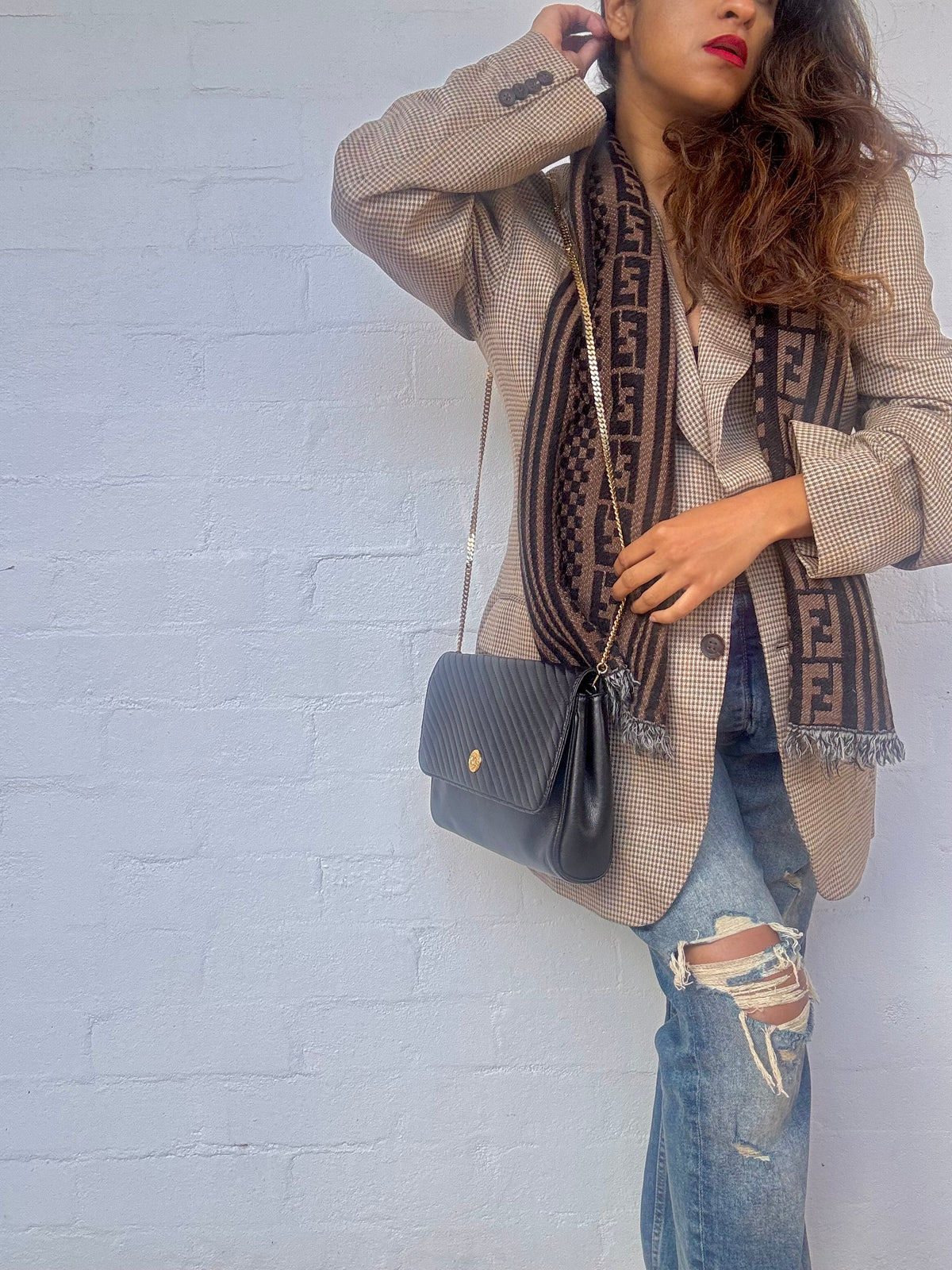 Vintage Celine Triomphe Chain Shoulder & Clutch Bag