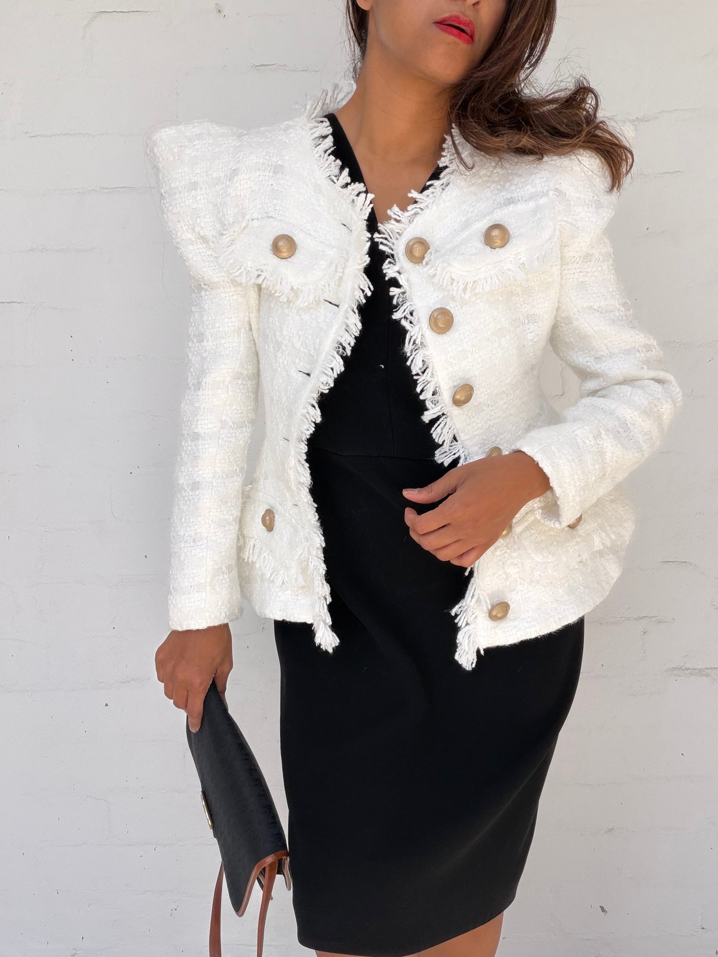 White Bouclé Tailored Jacket