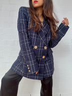 Camilla and Marc - Dominique Blazer Navy & Gold Check, Brand New with Tags