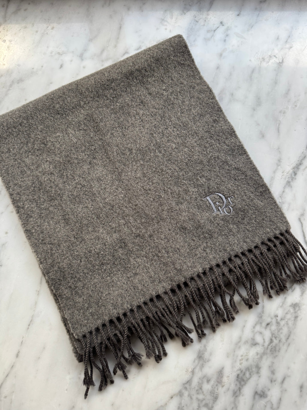 Vintage Christian Dior Wool Scarf - Grey
