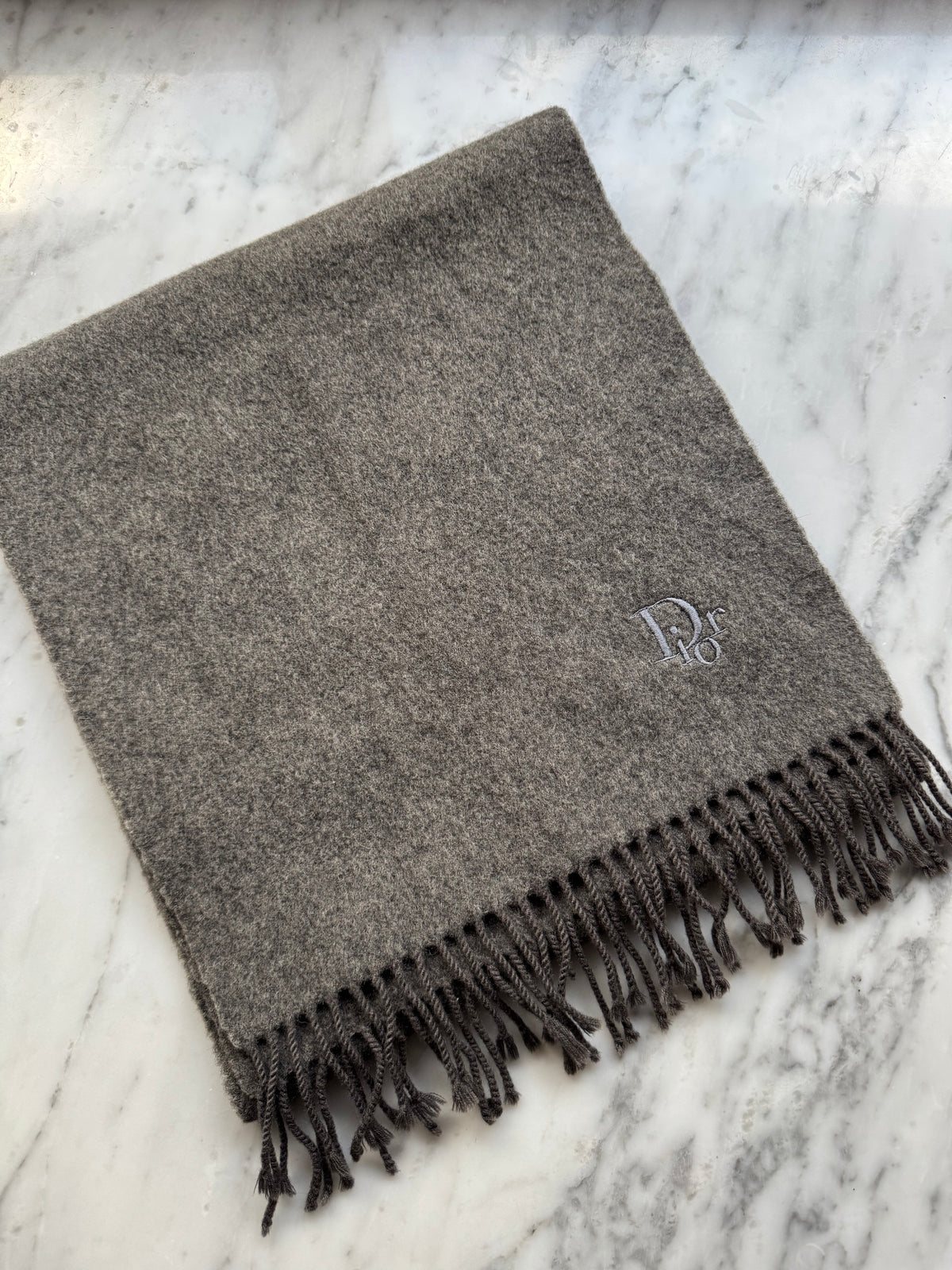 Vintage Christian Dior Wool Scarf - Grey