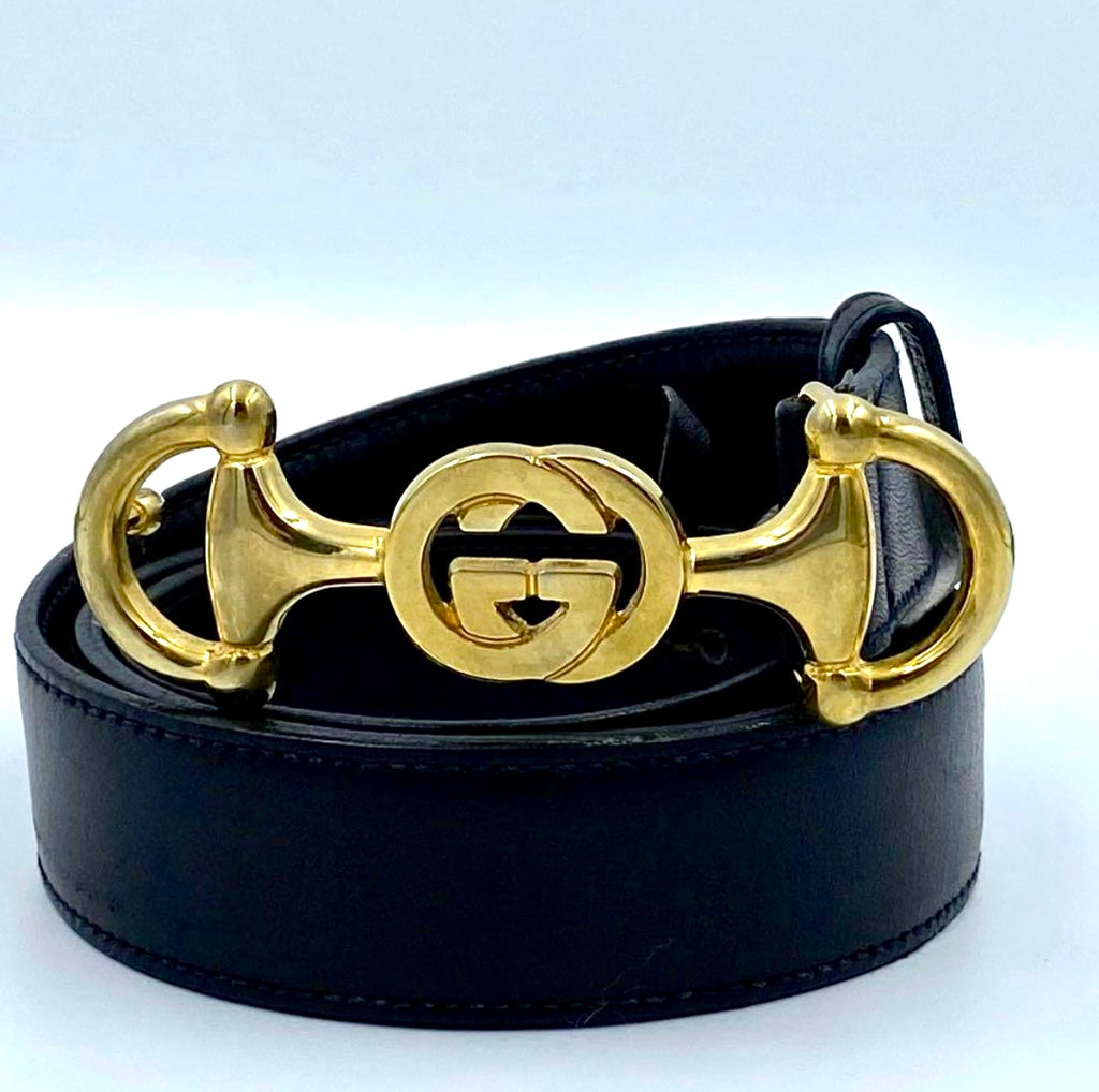 Ultra Rare Vintage Gucci Interlocking G Horsebit Belt