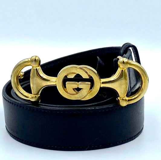 Ultra Rare Vintage Gucci Interlocking G Horsebit Belt