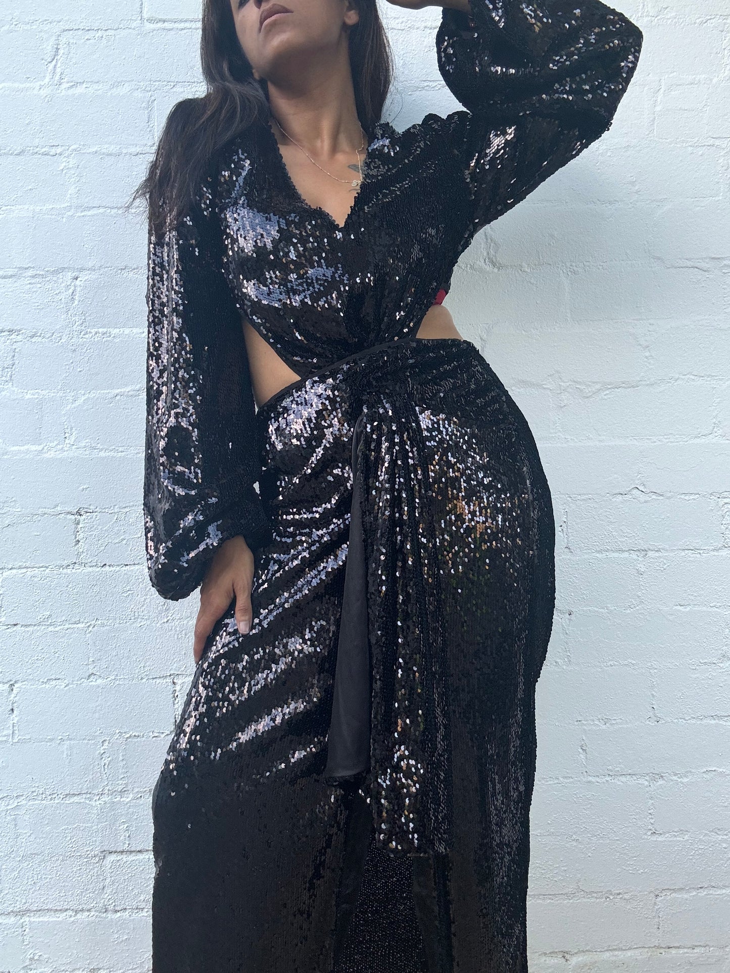 Alice Mccall Sequin Dress Alice McCall Black Orchid Sequins Side Cut Out Thigh Slit Midi Dress Alice Mccall Sequin Dress Alice McCall Black Orchid Sequins Side Cut Out Thigh Slit Midi Dress