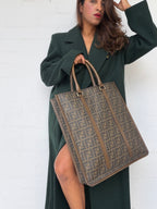 Rare Vintage Fendi Zucca Large Vertical Tote