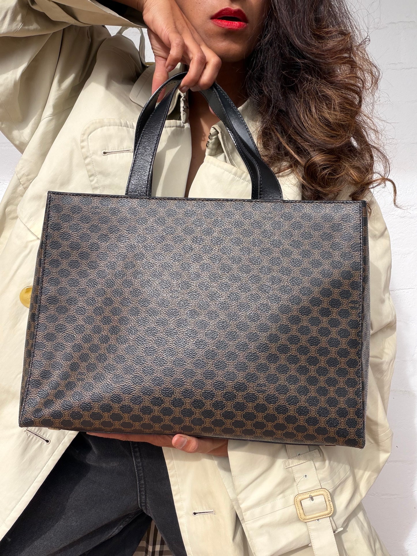 Vintage Celine Macadam Tote - Black