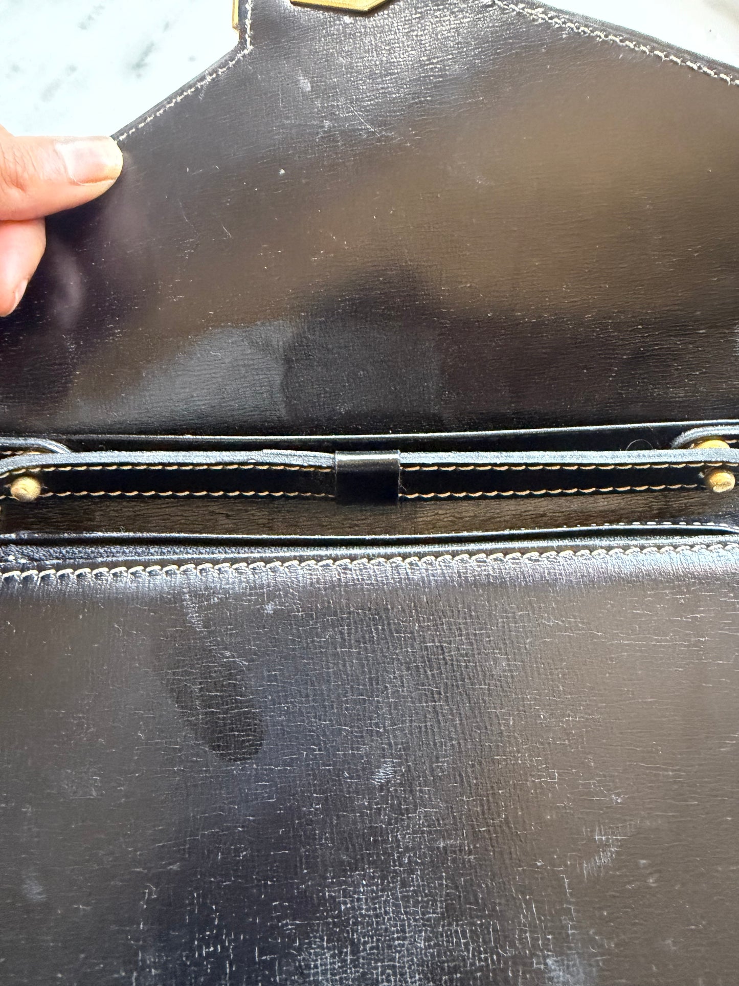 Vintage Dior Structured Top Handle Crossbody Bag