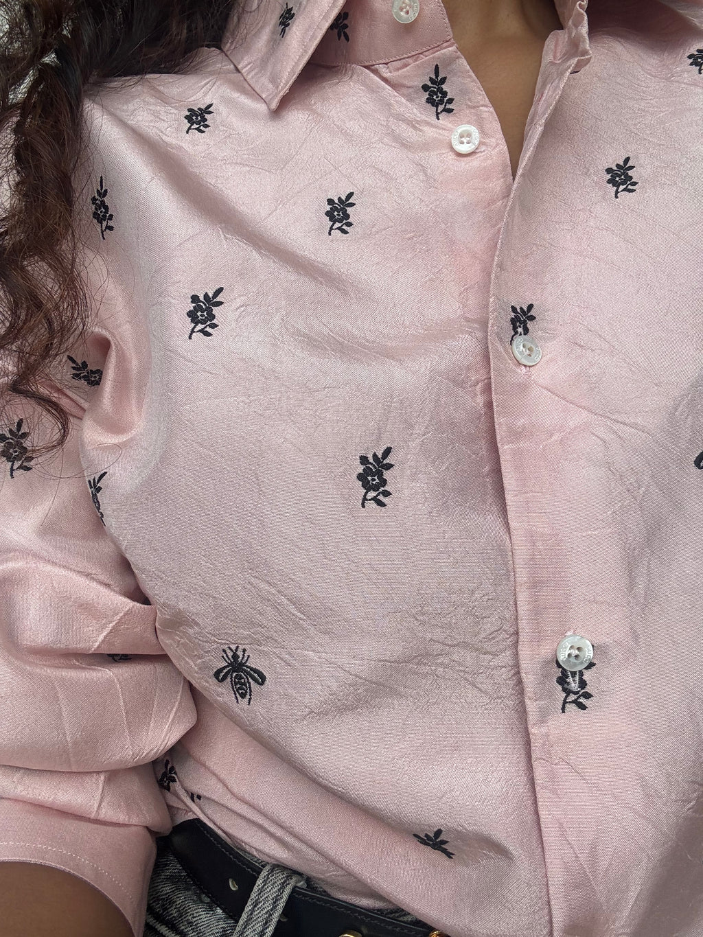 GUCCI Silk Bee & Flower Shirt