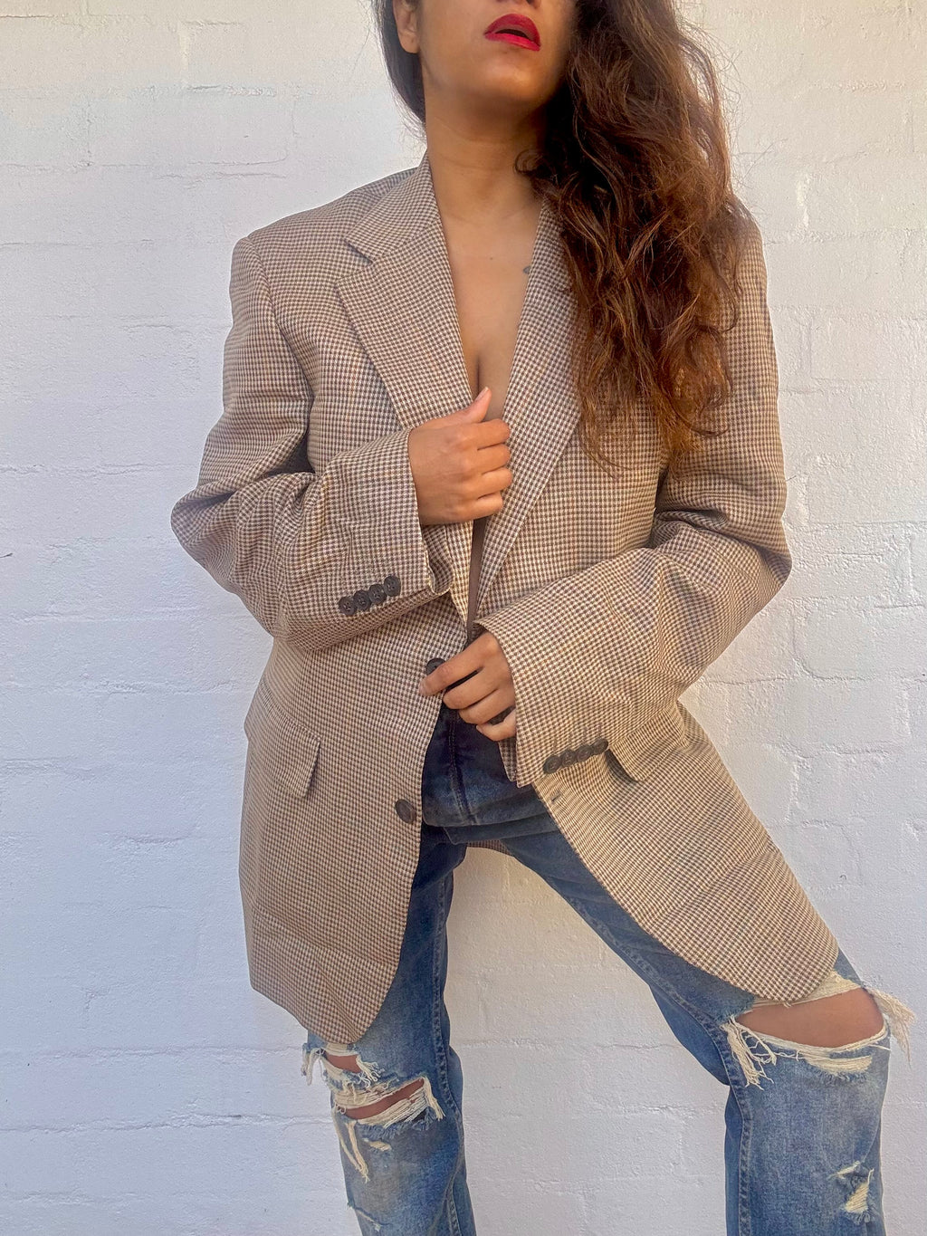 Vintage Burberry’s Silk & Wool Check Blazer