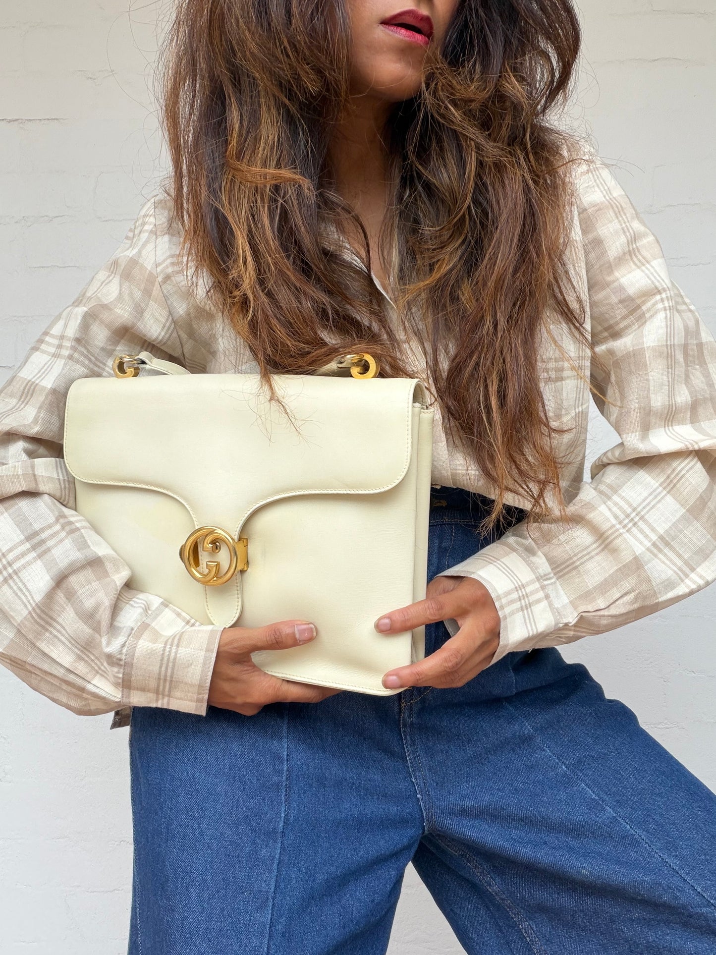 Vintage Gucci Interlocking G Dollar Crossbody Bag - Ivory