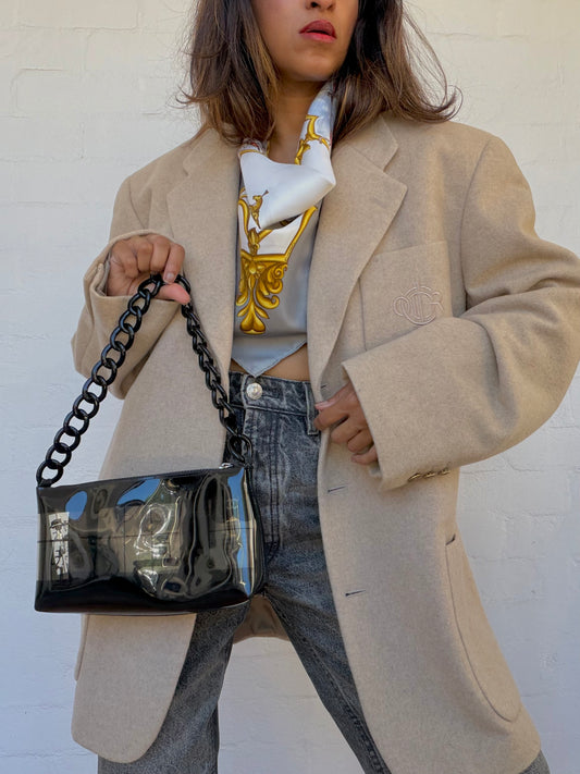 Rare Chanel Black Vinyl Maison Coco Window Bag