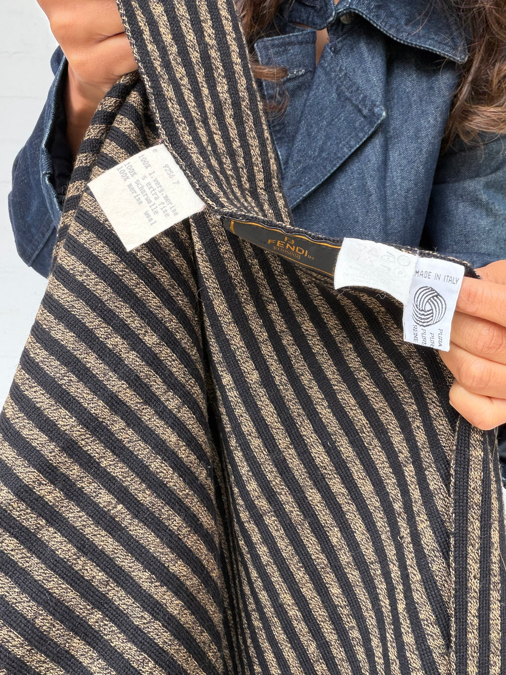 Vintage Fendi Wool Scarf - Black & Brown
