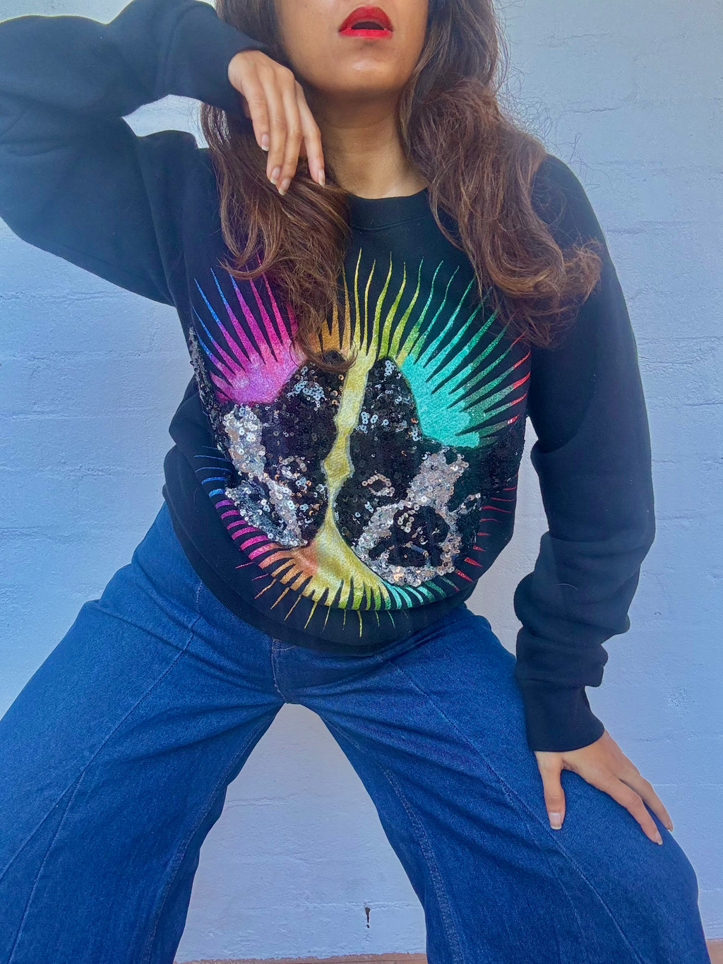 Gucci Black Knit Sequined Bosco & Orso Sweatshirt
