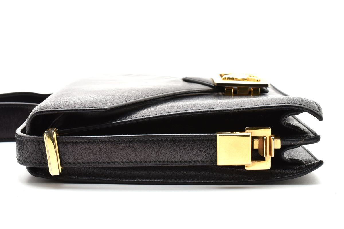 Vintage CELINE Horse Carriage Shoulder Bag - Black