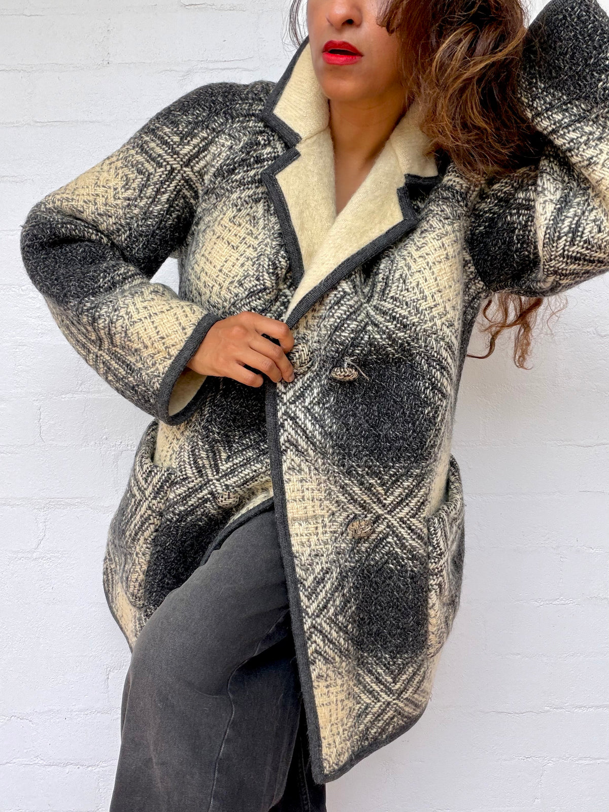 Vintage Reversible Mohair Coat -  Made in England