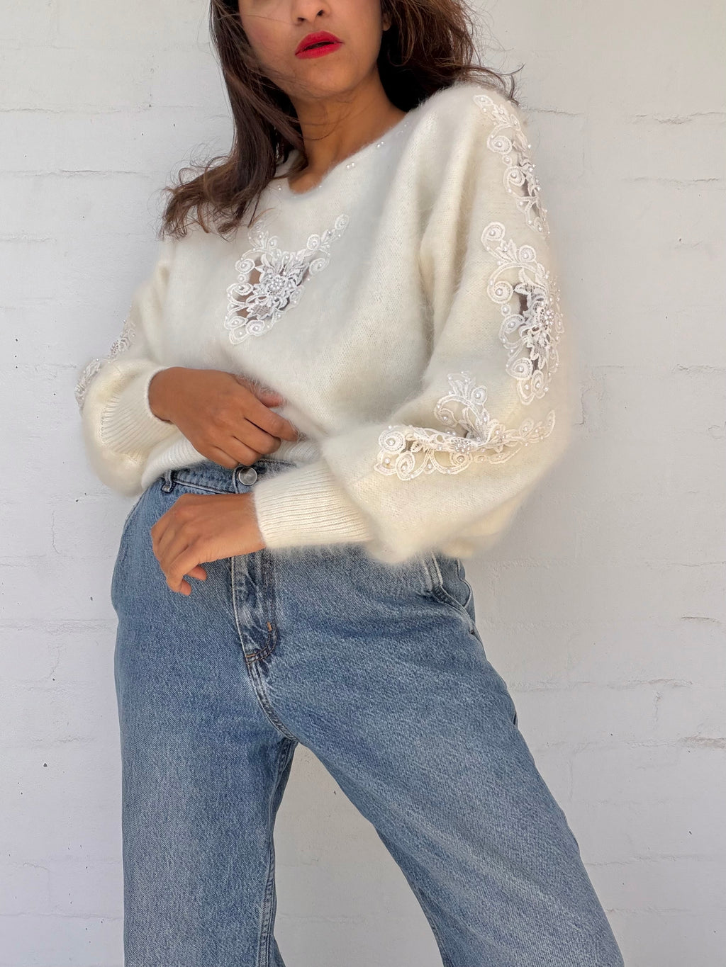 Vintage Angora Jumper - White