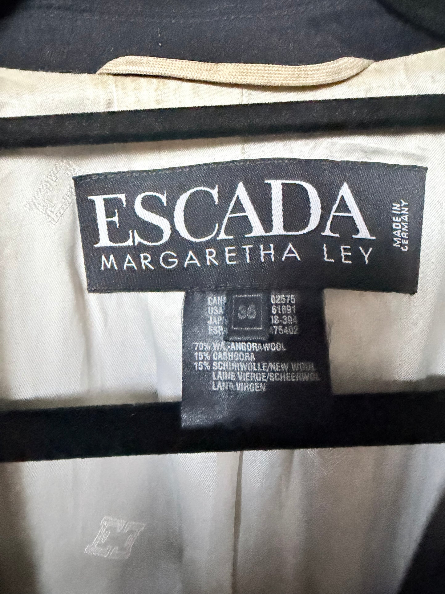 Vintage Escada Navy Wool Cashmere Double-Breasted Jacket