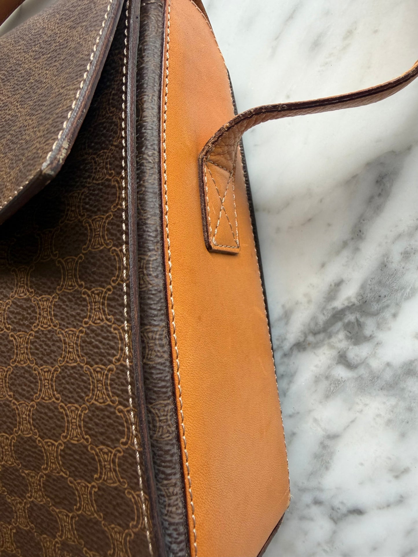 Vintage CELINE Macadam Triple Chain Mantel Crossbody Bag