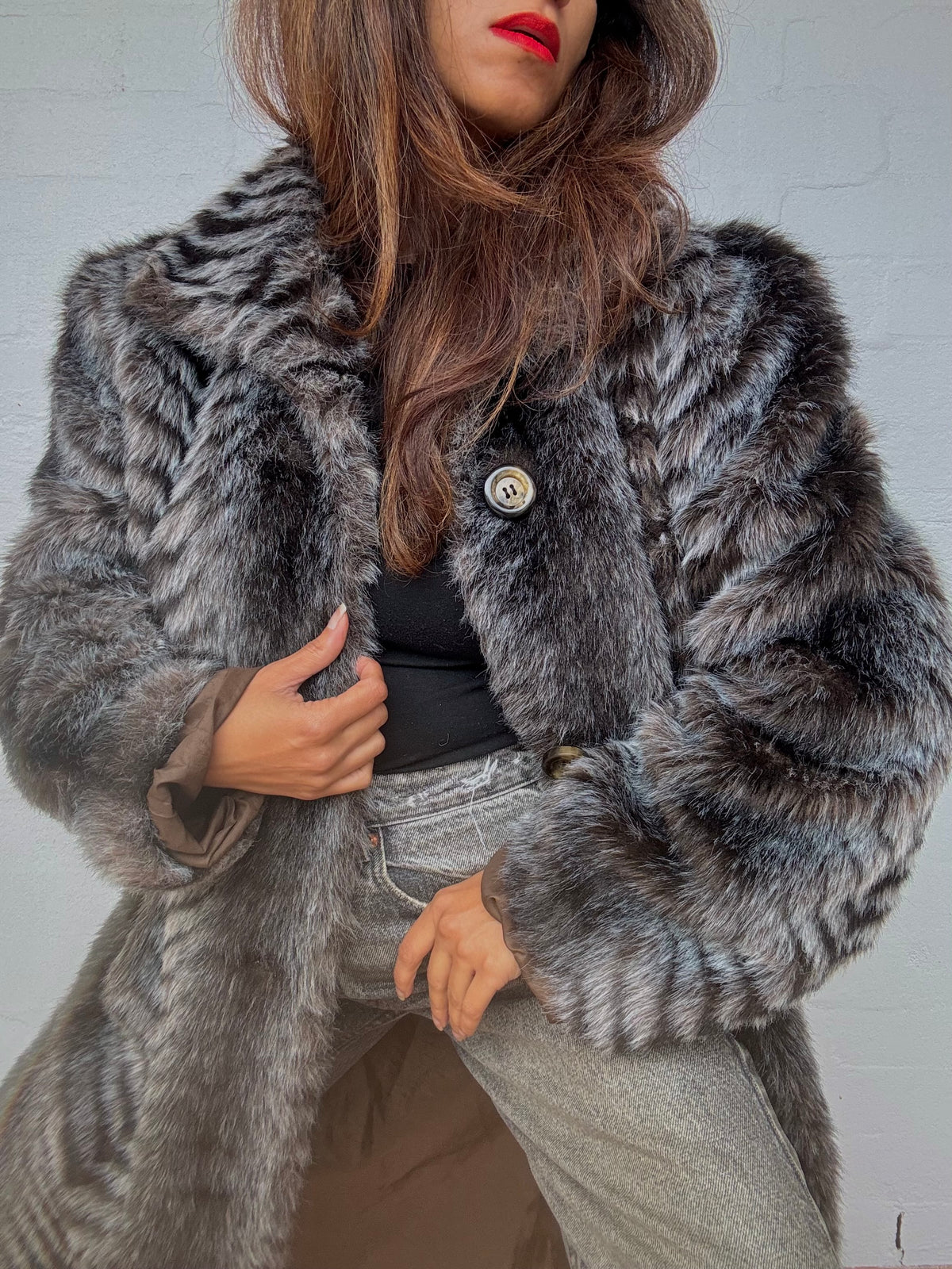 Vintage Parisian Faux Fur Coat