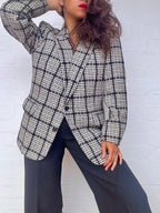 Authentic Dior Hounds-tooth Tweed Wool Blazer