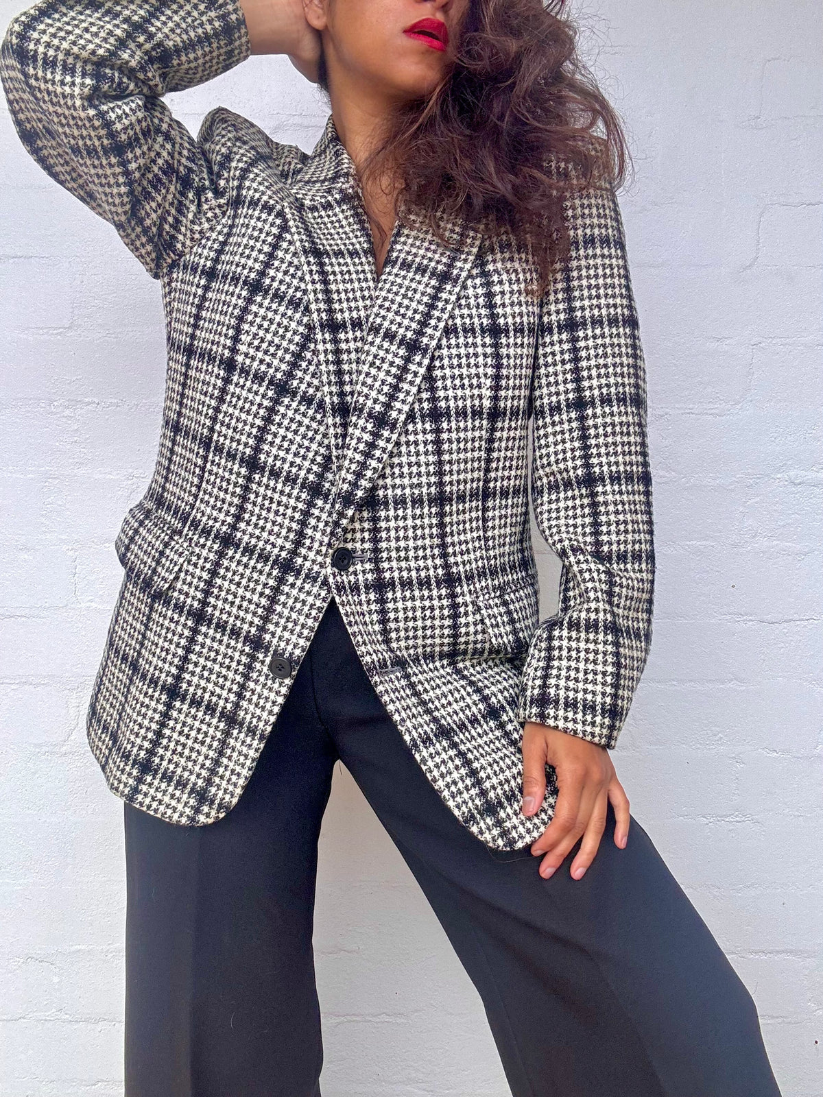 Authentic Dior Hounds-tooth Tweed Wool Blazer