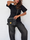 Vintage Celine Horse Carriage Leather Shoulder Bag - Black