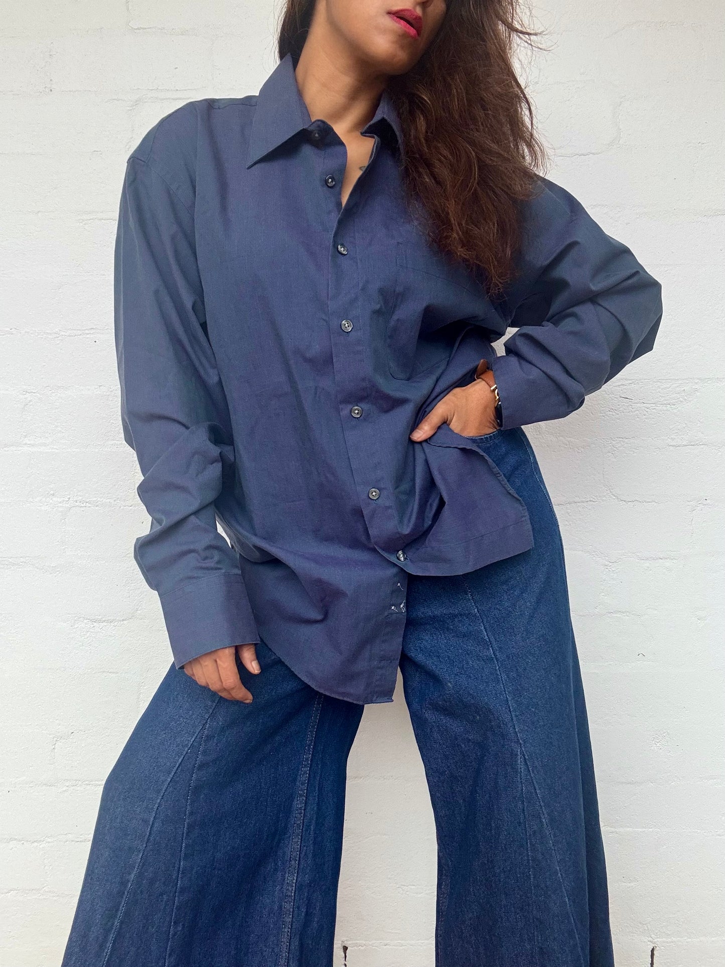 YSL Ink Blue Cotton Shirt