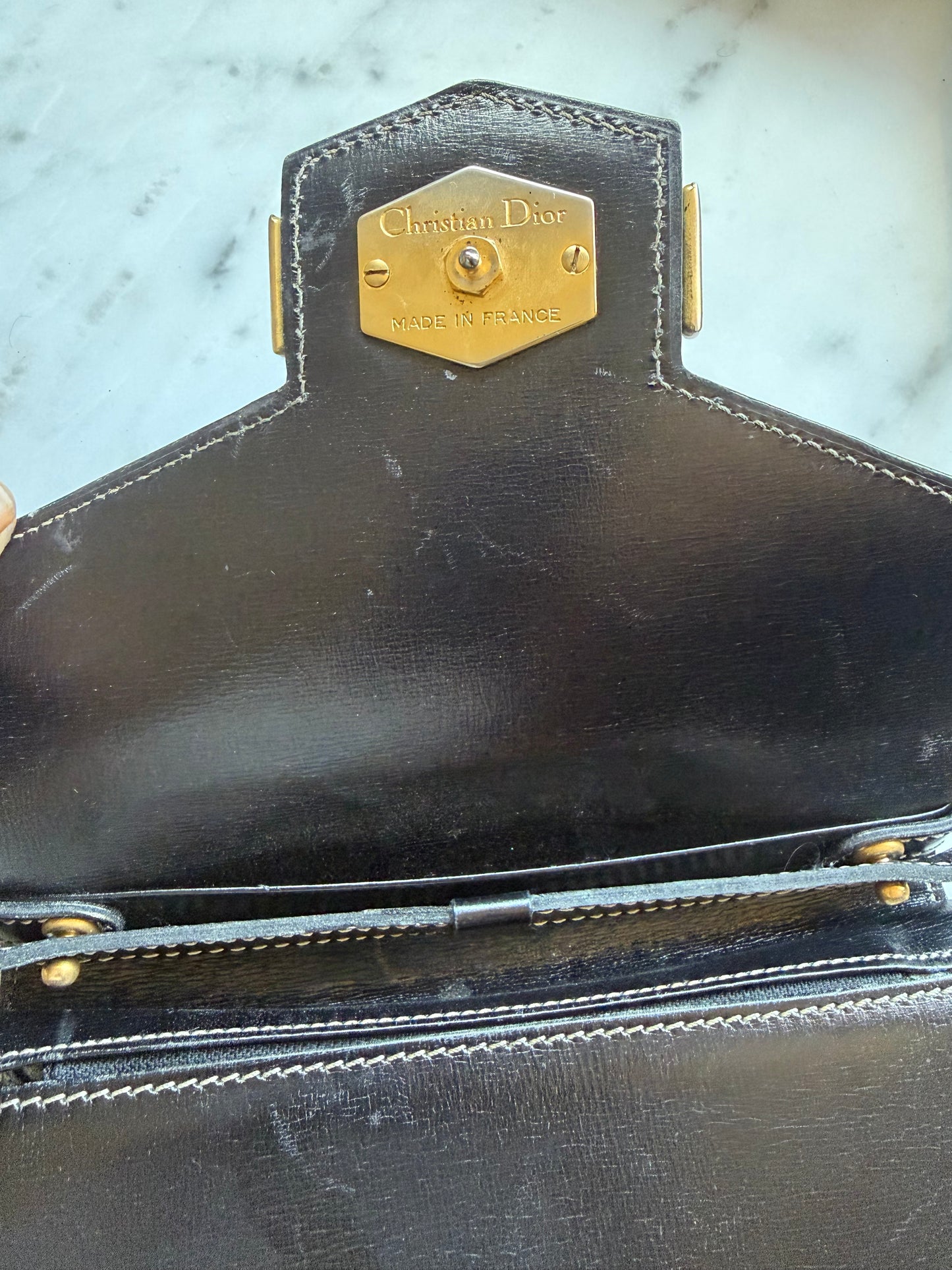 Vintage Dior Structured Top Handle Crossbody Bag