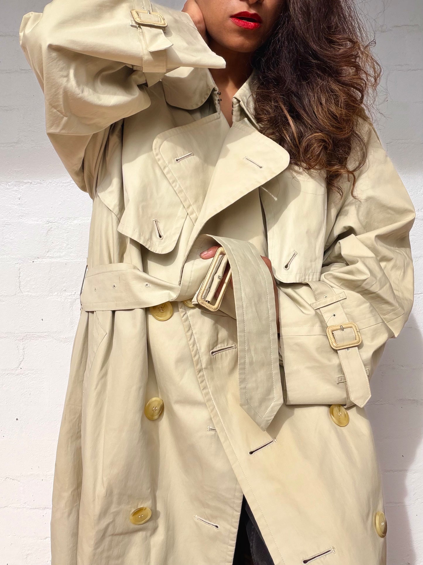 Burberry Double Breasted Trench Coat - Light Beige