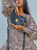 Vintage Oroton Black Leather Cross Body Bag